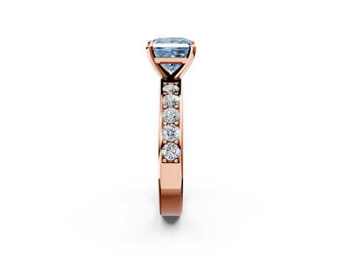 Rose gold Fancy Blue Princess  Cut Channel Set Diamond Engagement Ring with Four-Prong Setting_219