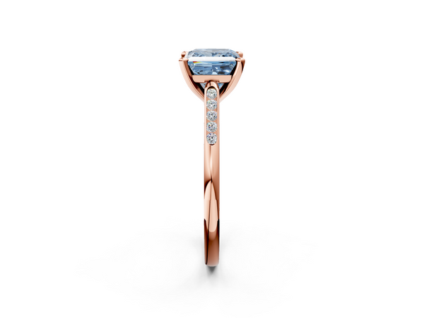 Rose gold Fancy Blue Princess  Cut Channel Set Solitaire Engagement Ring with Four-Prong Setting