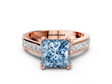 Rose gold Fancy Blue Princess  Cut Channel Set Solitaire Engagement Ring with Prong Setting_20