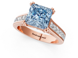 Rose gold Fancy Blue Princess  Cut Channel Set Solitaire Engagement Ring with Prong Setting_21