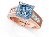 Rose gold Fancy Blue Princess Cut Cut Channel Set Solitaire Ring with Four-Prong Setting_1