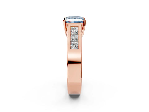 Rose gold Fancy Blue Princess Cut Cut Channel Set Solitaire Ring with Four-Prong Setting_2