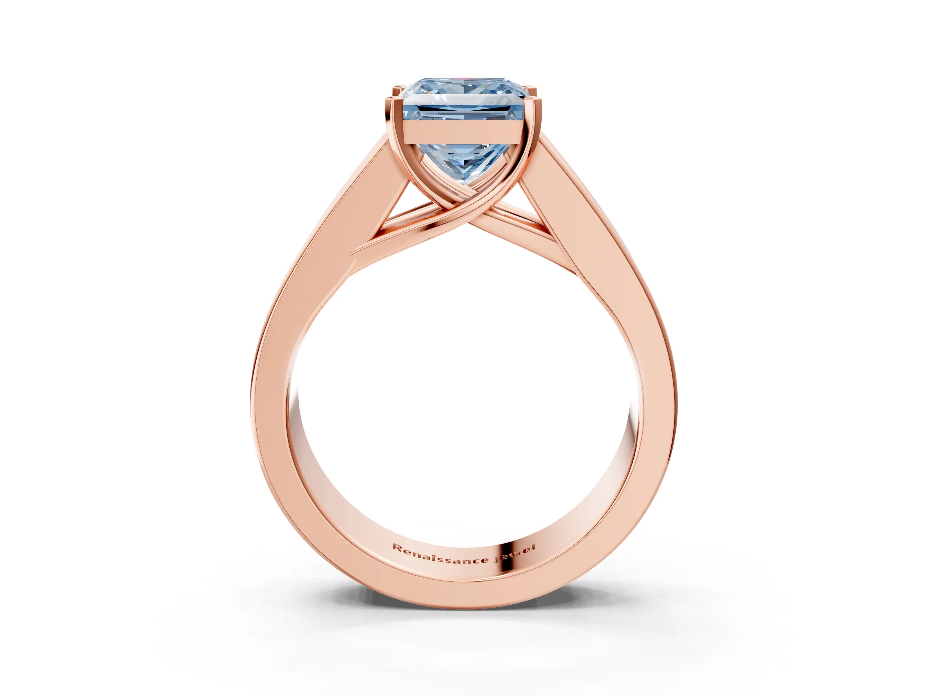 Rose gold Fancy Blue Princess Cut Cut Channel Set Solitaire Ring with Four-Prong Setting_3