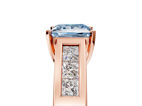 Rose gold Fancy Blue Princess Cut Cut Channel Set Solitaire Ring with Four-Prong Setting_5