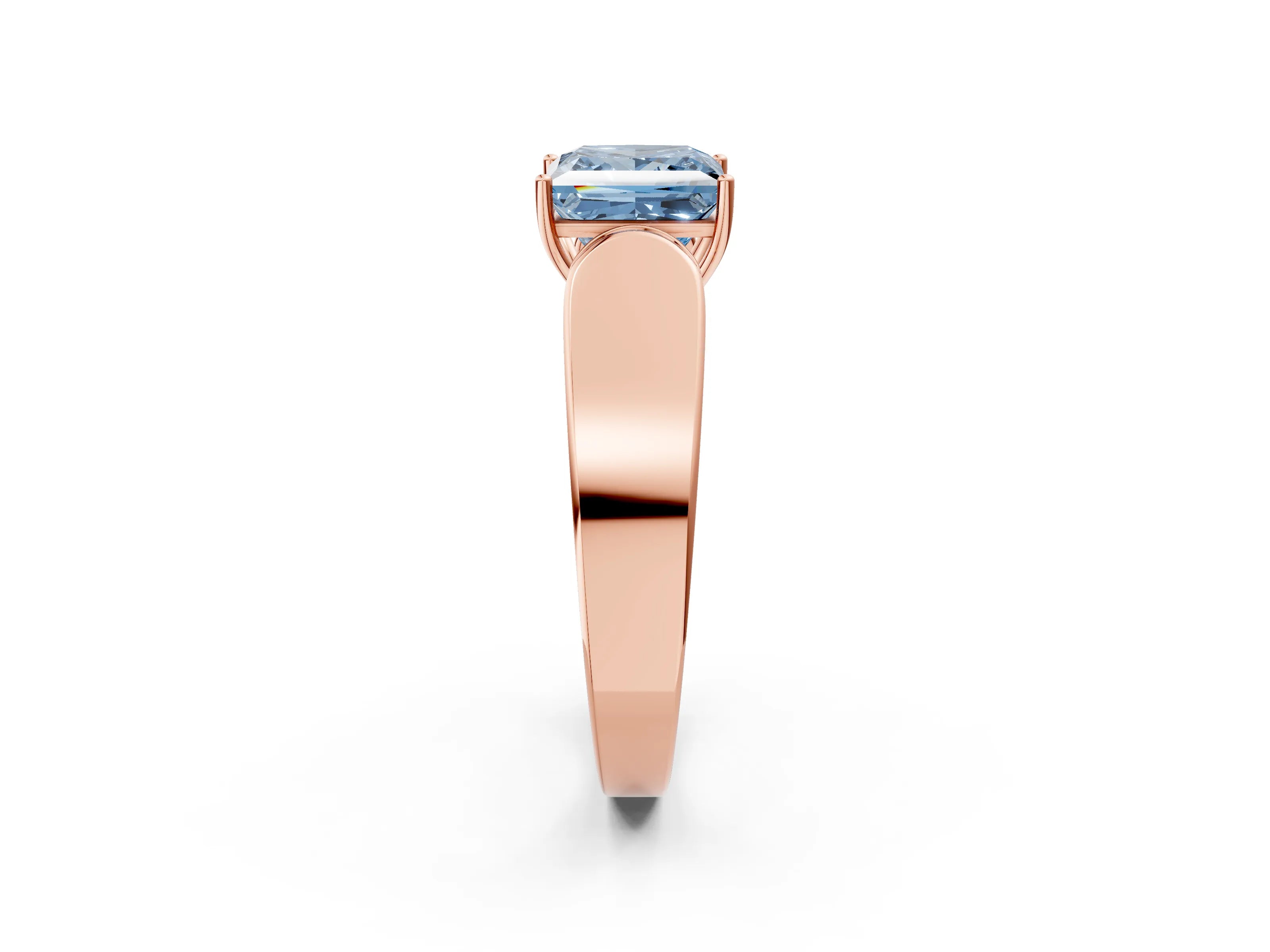 Rose gold Fancy Blue Princess Cut Cut Diamond Channel Set Solitaire Ring with Four-Prong Setting_2