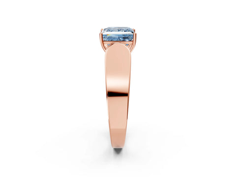 Rose gold Fancy Blue Princess Cut Cut Diamond Channel Set Solitaire Ring with Four-Prong Setting_2