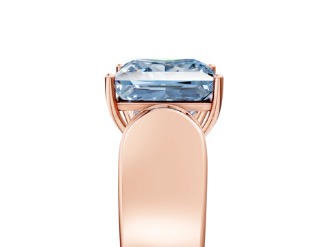 Rose gold Fancy Blue Princess Cut Cut Diamond Channel Set Solitaire Ring with Four-Prong Setting_5