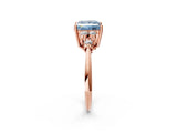 Rose gold Fancy Blue Princess Cut Cut Diamond Cluster Ring with Solitaire Band and Four-Prong Setting_14
