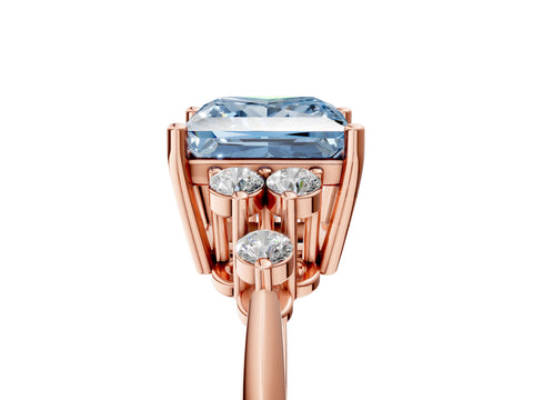Rose gold Fancy Blue Princess Cut Cut Diamond Cluster Ring with Solitaire Band and Four-Prong Setting_17