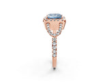 Rose gold Fancy Blue Princess Cut Cut Diamond Halo Engagement Ring with Open Split Pavé Band_2