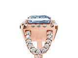 Rose gold Fancy Blue Princess Cut Cut Diamond Halo Engagement Ring with Open Split Pavé Band_5