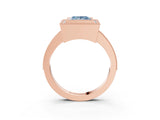 Rose gold Fancy Blue Princess Cut-Cut Diamond Halo Engagement Ring with Pave Band and Prong Setting_3