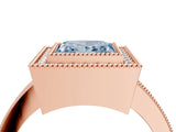 Rose gold Fancy Blue Princess Cut-Cut Diamond Halo Engagement Ring with Pave Band and Prong Setting_4