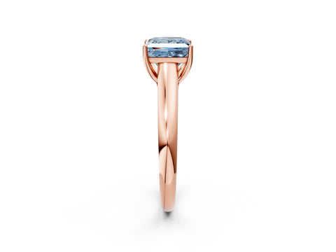 Rose gold Fancy Blue Princess Cut Cut Diamond Solitaire Engagement Ring with Tapered Plain Band and Four-Prong Setting_2