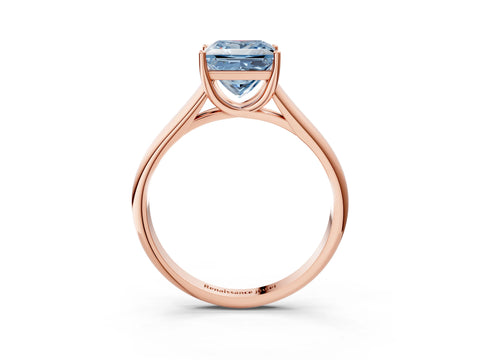 Rose gold Fancy Blue Princess Cut Cut Diamond Solitaire Engagement Ring with Tapered Plain Band and Four-Prong Setting_3