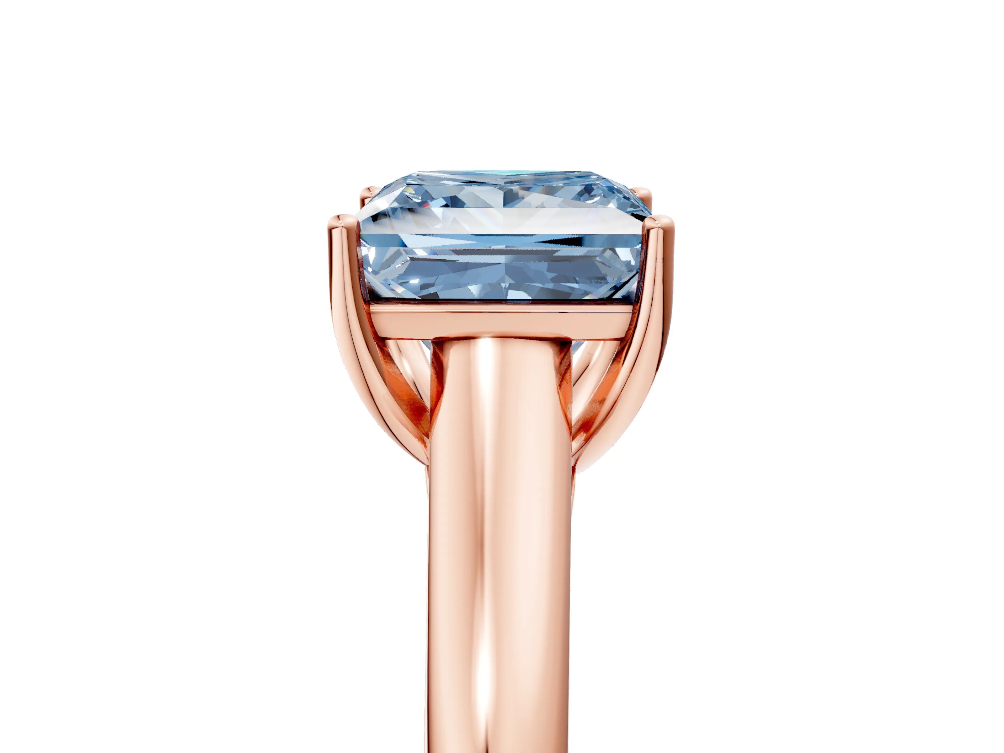 Rose gold Fancy Blue Princess Cut Cut Diamond Solitaire Engagement Ring with Tapered Plain Band and Four-Prong Setting_5