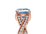 Rose gold Fancy Blue Princess Cut Cut Diamond Twisted Band with Milgrain Pave Setting and Four-Prong Setting_5