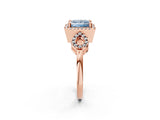 Rose gold Fancy Blue Princess Cut Cut Halo Diamond Infinity Band with Four-Prong Setting_2