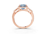 Rose gold Fancy Blue Princess Cut Cut Halo Diamond Infinity Band with Four-Prong Setting_3