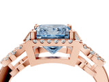 Rose gold Fancy Blue Princess Cut Cut Halo Diamond Infinity Band with Four-Prong Setting_4