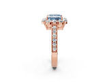 Rose gold Fancy Blue Princess Cut Cut Halo Diamond Pavé Engagement Ring with Milgrain Detailing_2