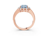Rose gold Fancy Blue Princess Cut Cut Halo Diamond Pavé Engagement Ring with Milgrain Detailing_3