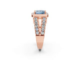 Rose gold Fancy Blue Princess Cut Cut Halo Split Shank Prong Set Ring_2