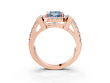 Rose gold Fancy Blue Princess Cut Cut Halo Split Shank Prong Set Ring_3