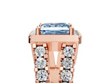 Rose gold Fancy Blue Princess Cut Cut Halo Split Shank Prong Set Ring_5