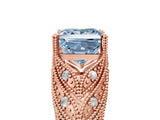 Rose gold Fancy Blue Princess Cut Cut Milgrain Pave Diamond Engagement Ring with Four-Prong Setting_20