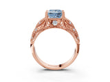 Rose gold Fancy Blue Princess Cut Cut Milgrain Pave Diamond Engagement Ring with Four-Prong Setting_29