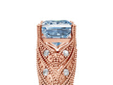 Rose gold Fancy Blue Princess Cut Cut Milgrain Pave Diamond Engagement Ring with Four-Prong Setting_31