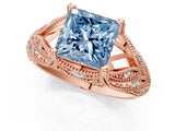 Rose gold Fancy Blue Princess Cut Cut Milgrain Pave Diamond Engagement Ring with Four-Prong Setting_39