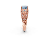 Rose gold Fancy Blue Princess Cut Cut Milgrain Pave Diamond Engagement Ring with Four-Prong Setting_40