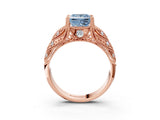 Rose gold Fancy Blue Princess Cut Cut Milgrain Pave Diamond Engagement Ring with Four-Prong Setting_41