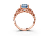 Rose gold Fancy Blue Princess Cut Cut Milgrain Pave Diamond Engagement Ring with Four-Prong Setting_53