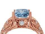 Rose gold Fancy Blue Princess Cut Cut Milgrain Pave Diamond Engagement Ring with Four-Prong Setting_54