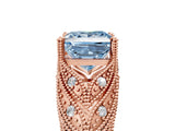 Rose gold Fancy Blue Princess Cut Cut Milgrain Pave Diamond Engagement Ring with Four-Prong Setting_55