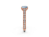 Rose gold Fancy Blue Princess Cut Cut Pave Band Milgrain Solitaire Ring_2