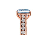 Rose gold Fancy Blue Princess Cut Cut Pave Band Milgrain Solitaire Ring_5