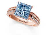 Rose gold Fancy Blue Princess Cut Cut Pave Split Shank Engagement Ring with Four-Prong Setting_1