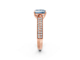 Rose gold Fancy Blue Princess Cut Cut Pave Split Shank Engagement Ring with Four-Prong Setting_2