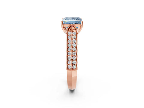 Rose gold Fancy Blue Princess Cut Cut Pave Split Shank Engagement Ring with Four-Prong Setting_2