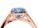Rose gold Fancy Blue Princess Cut Cut Pave Split Shank Engagement Ring with Four-Prong Setting_4