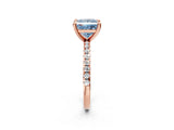 Rose gold Fancy Blue Princess Cut Diamond Brilliant Solitaire Ring with Pavé Band and Four-Prong Setting_2