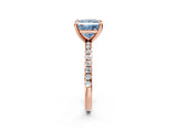 Rose gold Fancy Blue Princess Cut Diamond Brilliant Solitaire Ring with Pavé Band and Four-Prong Setting_26
