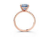 Rose gold Fancy Blue Princess Cut Diamond Brilliant Solitaire Ring with Pavé Band and Four-Prong Setting_27