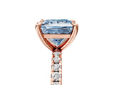 Rose gold Fancy Blue Princess Cut Diamond Brilliant Solitaire Ring with Pavé Band and Four-Prong Setting_29