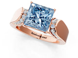 Rose gold Fancy Blue Princess Cut Diamond Channel Set Solitaire Ring with Four-Prong Setting_13