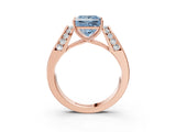 Rose gold Fancy Blue Princess Cut Diamond Channel Set Solitaire Ring with Four-Prong Setting_15